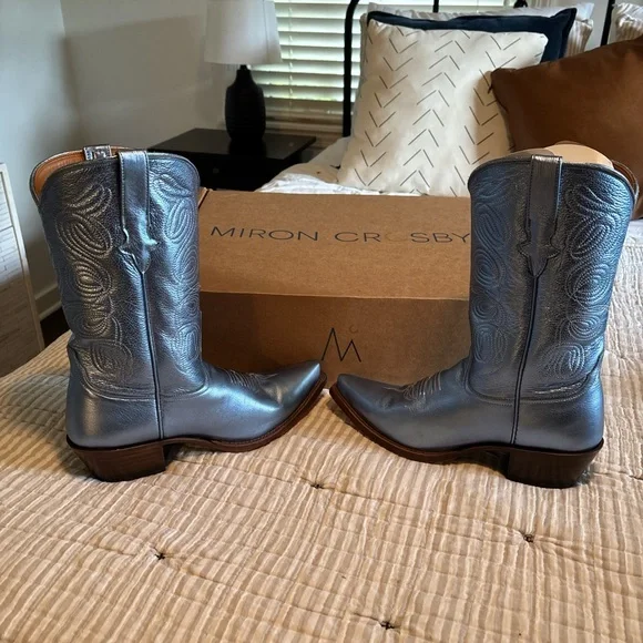Miron Crosby Sally Metallic Light Blue Boots - Size 9 - Picture 2 of 6